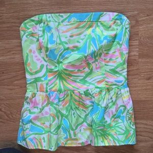 Lily Pulitzer peplum strapless shirt, size 0